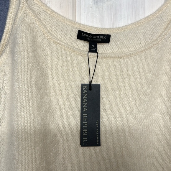 Banana Republic 100% Cashmere Cream Knit Tank XL New - Picture 4 of 6